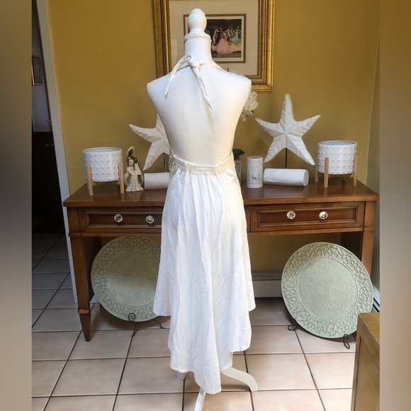 Frama’z Women’s 100% Peruvian Cotton White Halter Top Kerchief MIDI Dress 12 - Picture 7 of 16